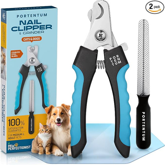 PORTENTUM Dog Nail Clippers for Large and Medium Breed (6") Professional Pet Nail Clipper Suitable for Cats, Rabbits and Guinea Pigs with Safety Lock and Protective Guard to Avoid Over Cutting
