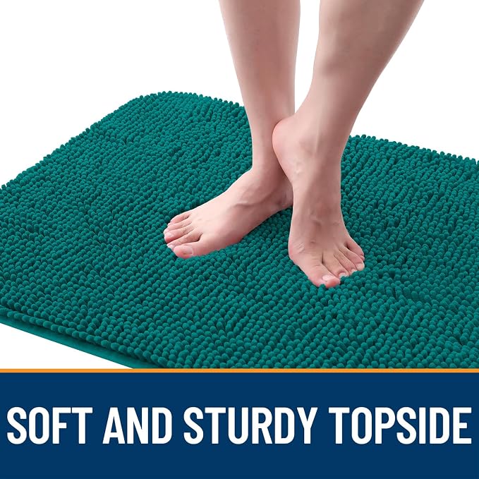 OLANLY Dog Door Mat for Muddy Paws 47x17, Super Absorbent Chenille Mud Mat | Lake Blue, Absorbs Moisture and Dirt, Non-Slip Machine Washable Doormat, Quick-Drying Indoor Entryway Floor Carpet for Dogs