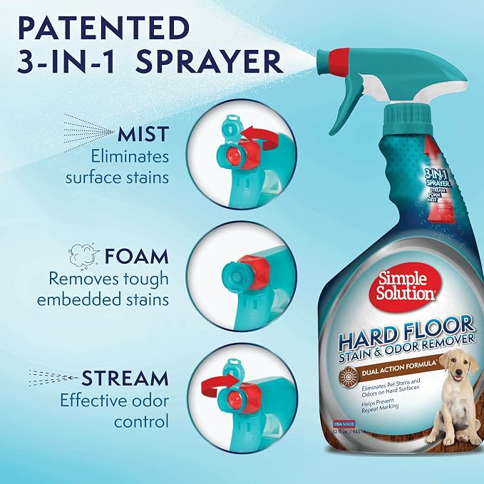 Simple Solution Hard Floor Dog Stain & Odor Remover, Gallon & 32oz Bundle | Dog Urine Enzyme Cleaner, Pet Floor Cleaner, Pet Cleaner Spray, Hardwood Floors, Dog Stain & Odor Remover, Pro-Bacteria
