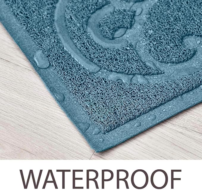 PetLike Cat Litter Box Mat, Thick Kitty Litter Trapping Mat, Durable,Waterproof &Washable with Non-Slip Backing, Soft on Kitty Paws and Easy to Clean, BPA Free