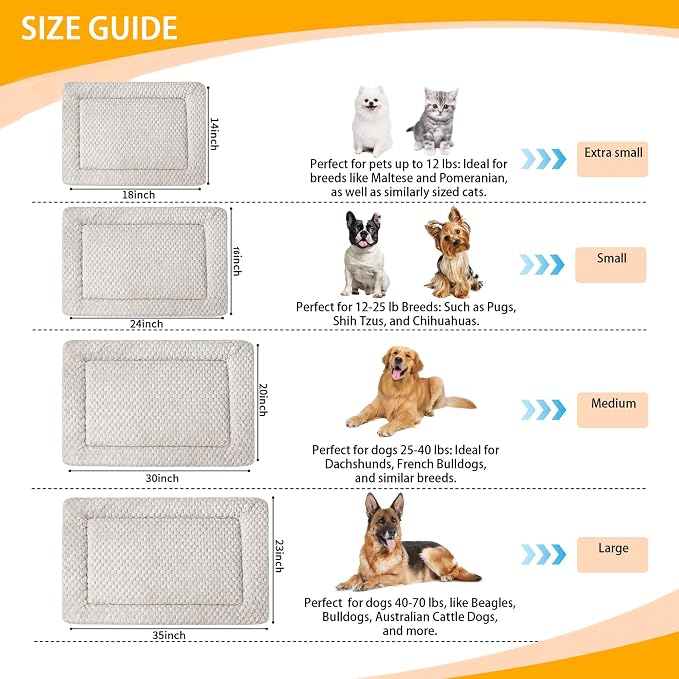 Dog Bed Mat - Durable & Cute Crate Dog Beds for Small Dogs & Cats, Comfortable Kennel Pad for Home, Crate & Travel