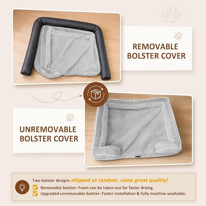 Comfort Expression Orthopedic Dog Bed for Medium Size Dog with Bolster | Waterproof Dog Couch Bed with Washable Cover & Non-Slip Bottom, Supportive Egg Crate Foam Medium Pet Bed, 30x20 Inch