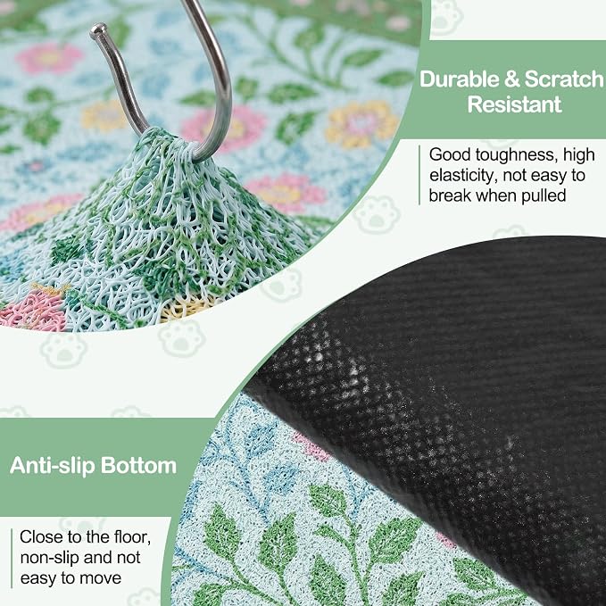 Glittme Cat Litter Mat, 33"x22" Non-Slip Washable Trapping Mat for Cats | Litter Trapping Mat With Thick PVC Coil To Catch Scatter, Soft On Paws And Waterproof Bottom To Protect Floors