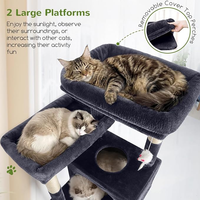 Globlazer 83inch Sturdy Multi-Level Tall Cat Tower, S83G, Dark Grey | Extra Large Heavy Duty Cat Tree for Indoor Large Adult Cats Kittens with 2 Cat Condo, 8 Scratching Post, 2 Hammock