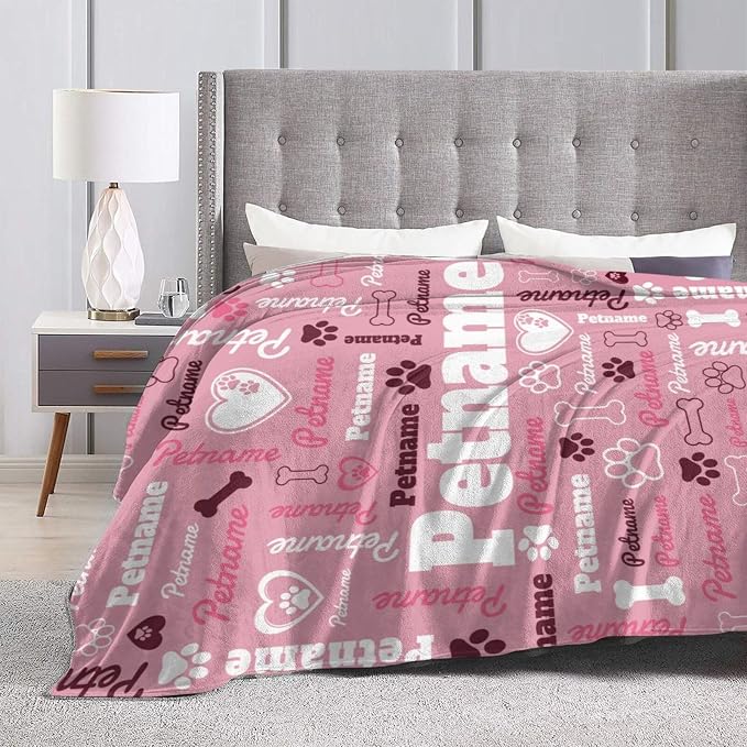 Nxwdwqa Personalized Dog Name Blanket Throws with Photos, Custom Pet Name Blanket, Dog Gifts for Pet Lovers, Customized Puppy Blanket for Adult Kid Christmas Fathers Mothers Valentines Gift