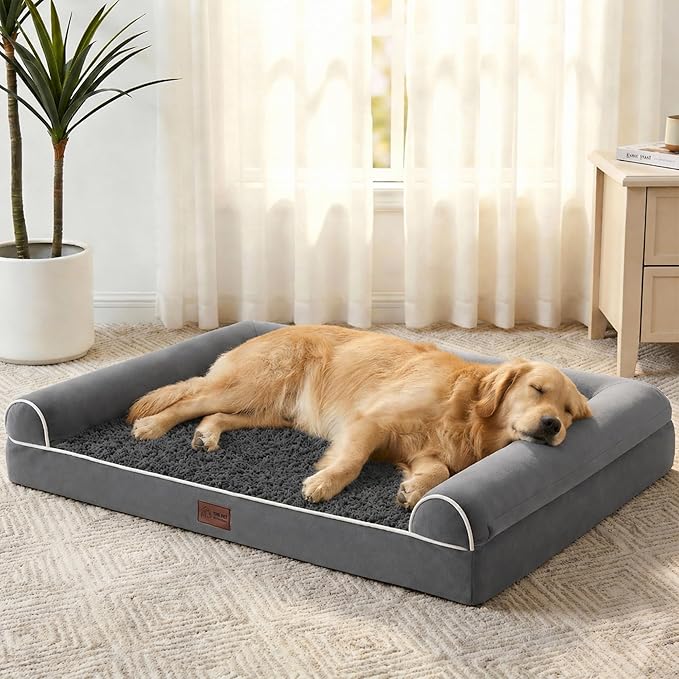 WESTERN HOME Dog Beds Large Sized Dog，Orthopedic Pet Bed for Senior Dogs, Waterproof Pet Beds with Washable Removable Cover, Large Soft Nonskid Bottom Couch, 36in, Dark Grey