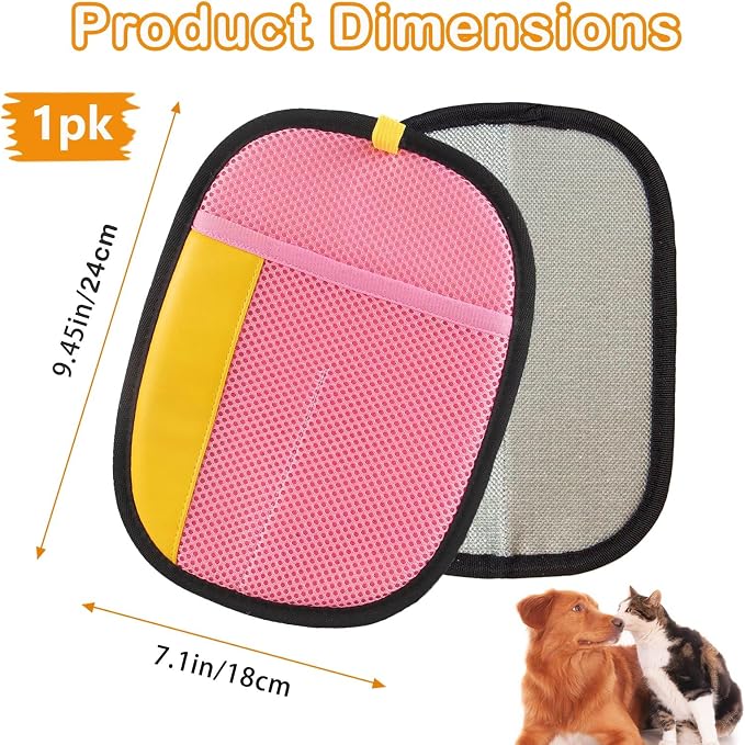 Thickened Pet Hair Removal Glove for Fabric Surfaces, LightPink | Easy-On 2-Finger Design; Secure Stay-Put Fit; Easy Hair Pickup; Reusable Design; Sofas, Beds, Carpets, Pet Beds and Car Seats