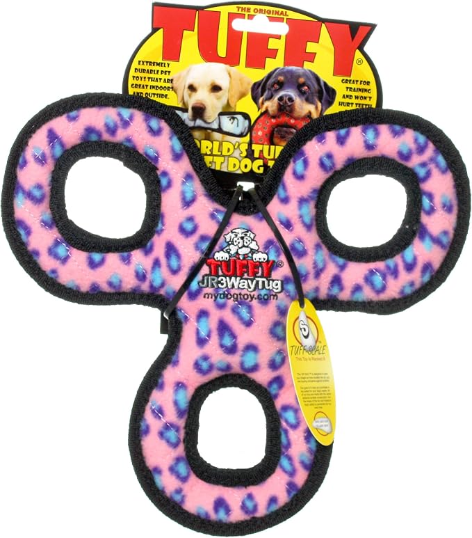 TUFFY® : 2 Pack 3Way Tug Dog Toy: Ultra Durable Plush Toy with Multiple Layers & Reinforced Seams, Washable and Floats, Original Construction