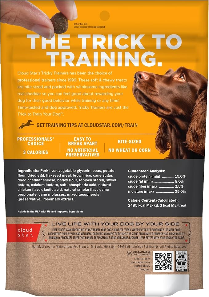 Cloud Star Tricky Trainers Soft & Chewy Dog Treats, Cheddar, 14 oz, Bite Sized