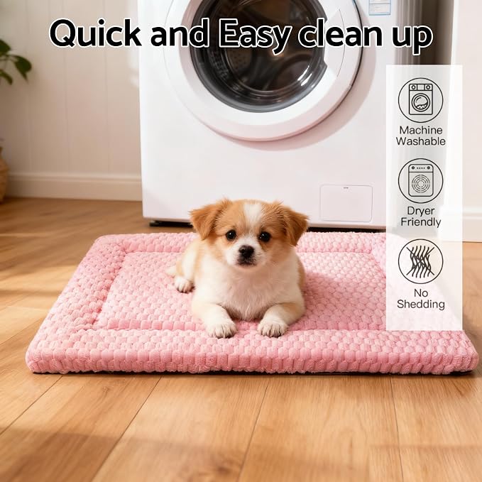 Dog Bed Mat - Dog Crate Pad - Reversible Mat for Pet Comfort - Soft Bed Crate Pads with Dual-Sided Design for All Seasons (Pink, 24" L*18" W*1.5" Th)