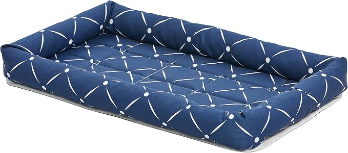 MidWest Homes for Pets 40222-BLD Quiet Time Couture Ashton Bolster Pet Bed, Small Dog/22, Blue