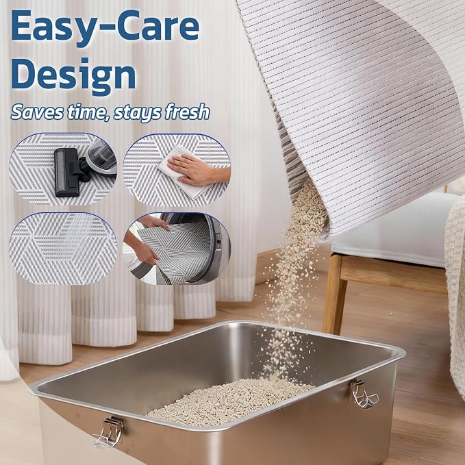 Cat Litter Mat, 40"x25" Jumbo Foam Litter Box Mat | Extra Large Coverage, Soft on Paws, Trimmable Design, BPA-Free Foam, Leak-Proof, Machine Washable, Beige Geo