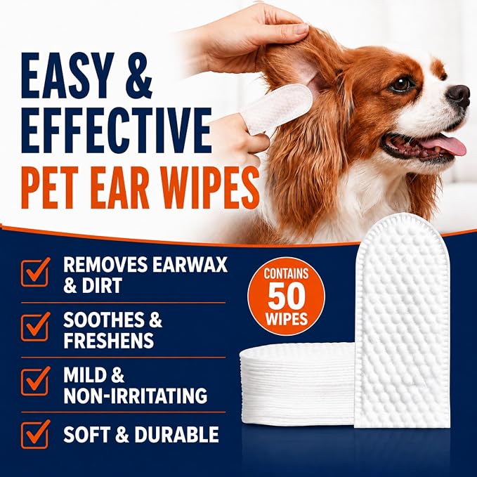 Dog Ear Cleaner Drops & Ear Wipes Kit – Advanced Pet Ear Cleaning Solution with Hypochlorous Acid, Helps Relieve Itchy Ears, Removes Wax & Odor, Gentle for Dogs & Cats