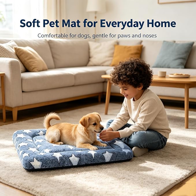 Dog Bed Mat - Soft Crate Pad for Kennel, Durable Pet Bed for Small Dogs & Cats - Comfort Support for Pet Crate, Cage, House