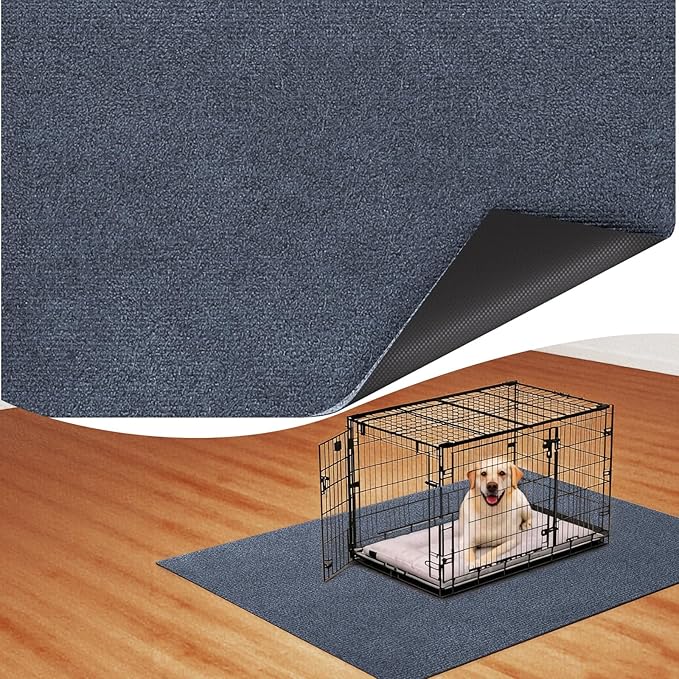 Dog Crate Mat, 29 in X 50 in Dog Playpen Mat Kennel Mat | Waterproof Non-Slip Reusable Washable Floor Protector Extra Large cages Puppy Pee Pad for Under Dogs Crate Ash Gray