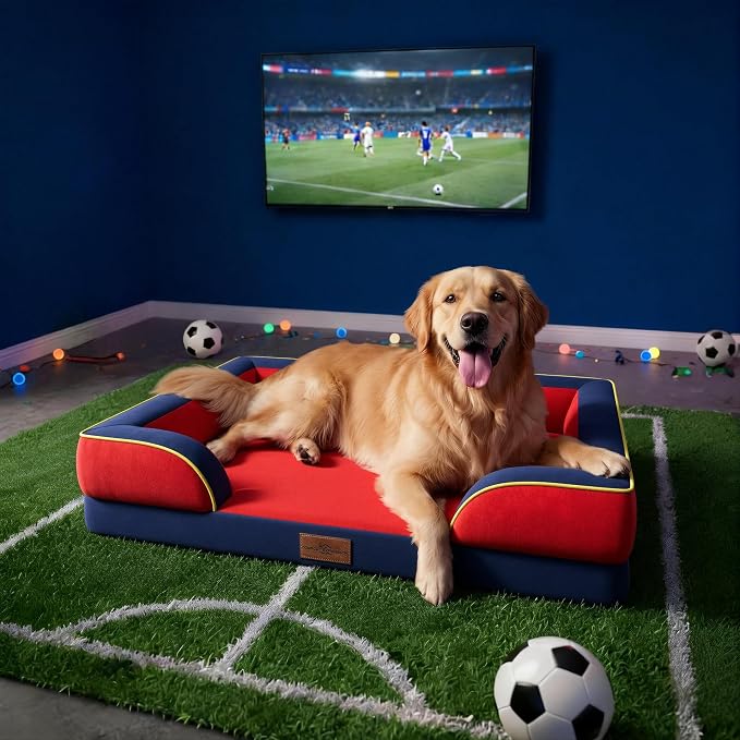 Comfort Expression Orthopedic Dog Bed for Extra Large Dogs with Bolster | Waterproof Dog Couch Bed with Washable Cover & Non-Slip Bottom, Supportive Egg Crate Foam XL Pet Bed, 45x35 Inch