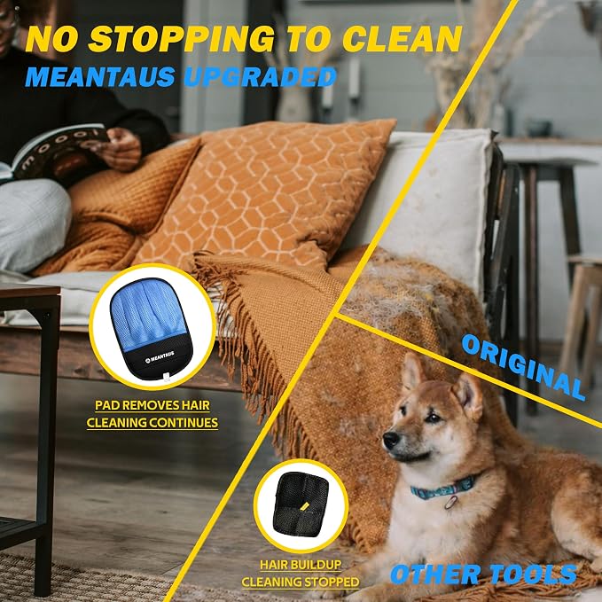 Reusable Electrostatic Pet Hair Removal Glove for Dogs & Cats with Self-Cleaning Pad - Works on Furniture, Clothing, Bedding & Car Seats