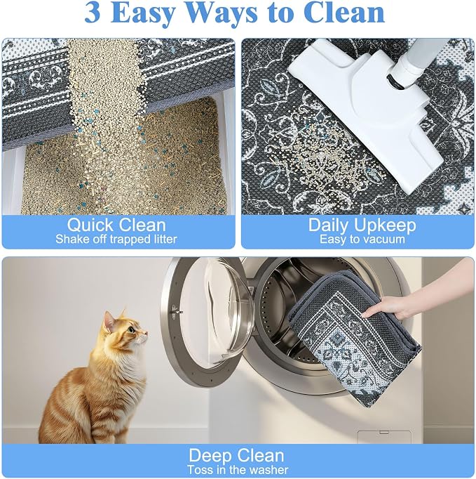 Unicorn Catcher 24"x15" Cat Litter Mat Machine Washable Litter Trapping Pad | Kitty Paw Friendly Padding With Breathable 3D Air Mesh Technology And A Non-Slip Base To Keep Home Floors Debris-Free