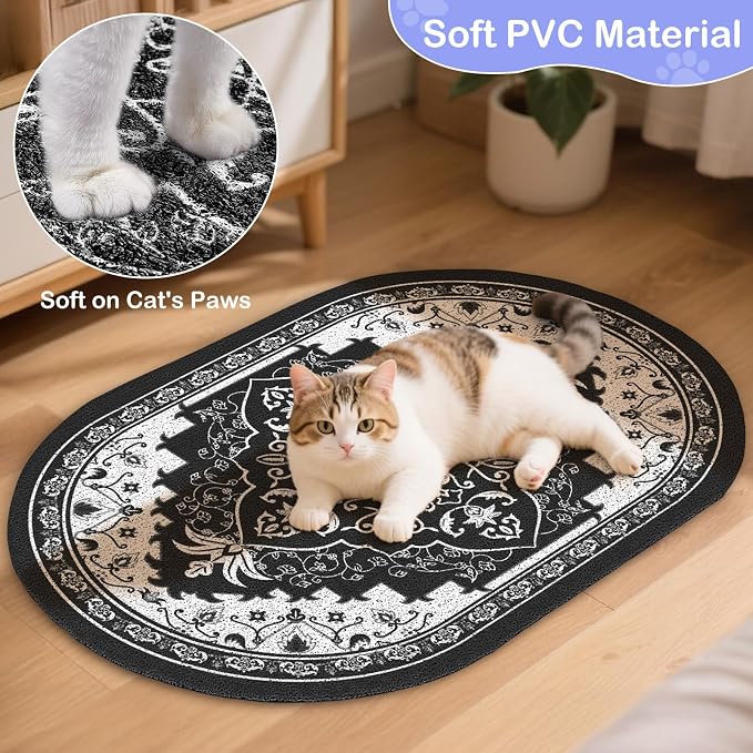 Bienbee Cat Litter Mat, 24" x 15" Dense Trapping Mesh for Litter Boxes | Litter Box Mat with PVC Mesh, Waterproof &Urineproof, Non-Slip Grip, Soft On Kitty Paws and Easy to Clean to Protect Floor