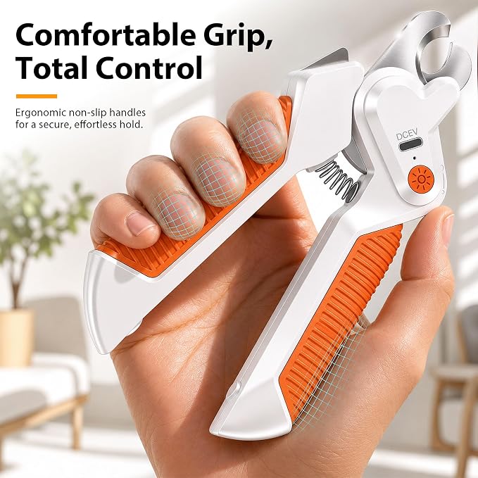 Dog&Cat Nail Clipper with Light, Stainless Steel Blade Nail Trimmer for Pet | Catpick care 2-IN-1 Trimmer Grooming with Built-in File, Stainless Steel Blades, Ideal for Small, Medium & Large Pets, Orange