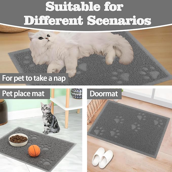 Darkyazi Cat Litter Box Mat for Floor Litter Trapping Mat Non-Slip Backing, Scatter Control, Easy Clean, Water Resistant, Soft on Paws (15.75" x 11.75",Grey)