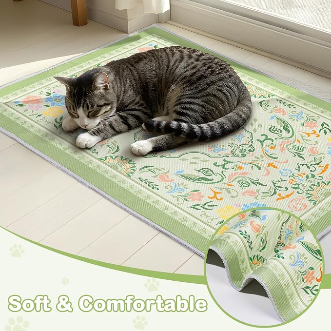 2 Pack Washable Cat Litter Mat 33"x22" Waterproof Trapping Pad | Kitty Litter Box Mat Featuring A Non-Slip Base And Decorative Design To Trap Scatter For Home Floor Protection