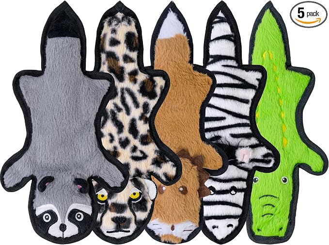 SHARLOVY No Stuffing Dog Toys Crinkle Squeaky, Long Lasting Chews for Aggressive, Durable Plush Dog Puppy Chew Toys for Teething, with 6 Tough Layers for Small Medium Large Breed
