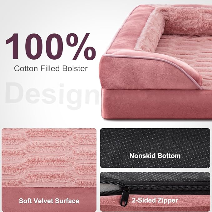 FURTIME Orthopedic Extra Large Dog Bed, Waterproof Dog Beds, 48x35x6.5 Supportive Foam Pet Couch Bed with Removable Washable Cover and Nonskid Bottom
