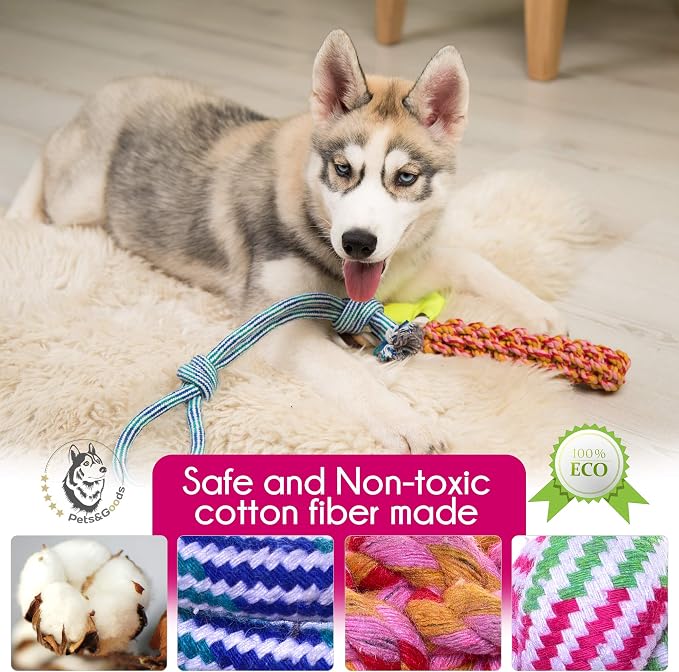 Pets&Goods Rope Chew Toys – 13-Pack Durable Cotton Tug & Teething Set for Puppies & Small Dogs – Washable Rope Toys for Chewing, Fetch & Play