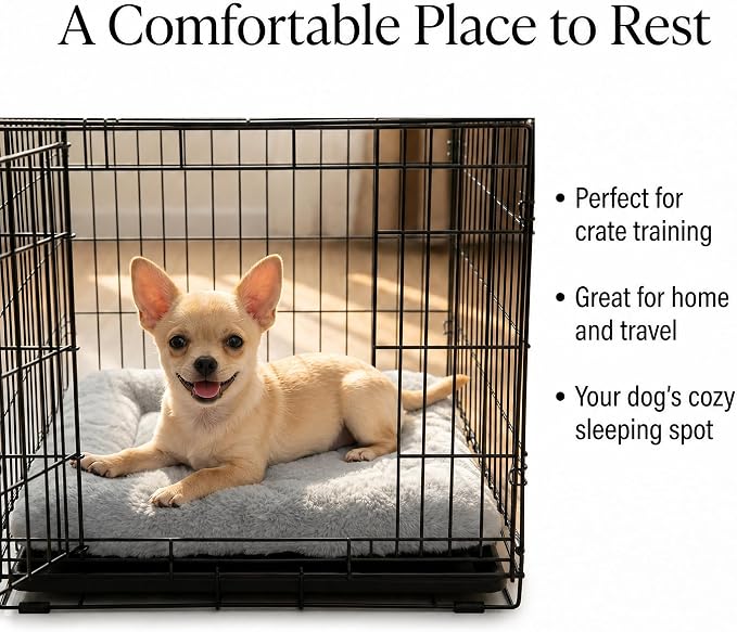 Dog Crate Bed 18x12 for Small Dogs,Washable Puppy Crate Mat with Non Slip Bottom,Soft Dog Crate Pad,Light Grey