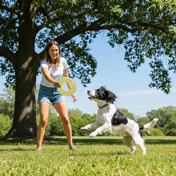 OllyDog Mini Super Flyer, Dog Flying Disc – Floating Fetch Toy, Soft on Teeth, Eco-Friendly Recycled Material, Lightweight, for Small & Medium Dogs (Sol, 9")