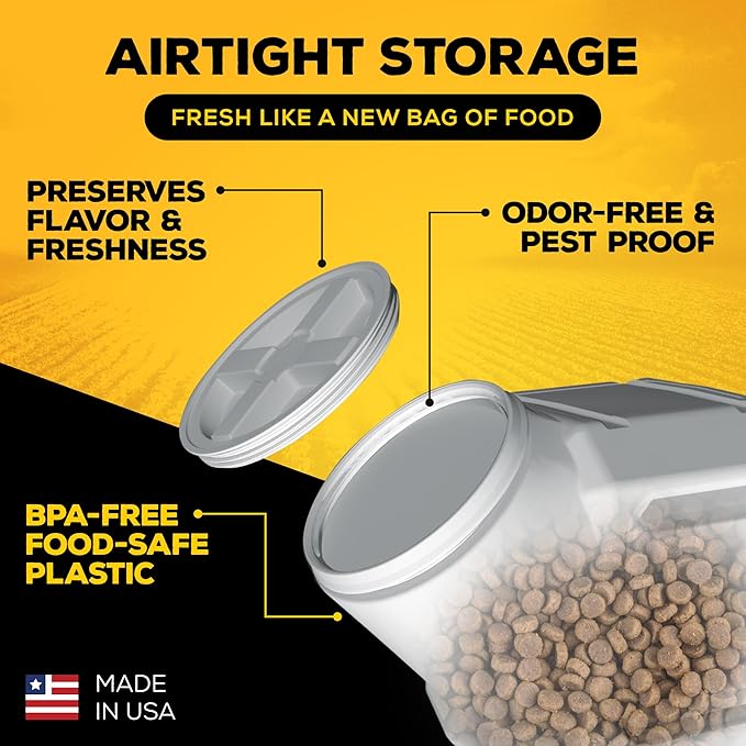Gamma2 Vittles Vault Pet Food Storage Containers - Sealed Dog and Cat Food Storage Container, Fits up to 25lbs, Made in the USA - [12"L x 13.75"H] | Made in USA, 12 inch long by 13.75 inch tall, airtight lid keeps kibble fresh and pests out, a durable ...