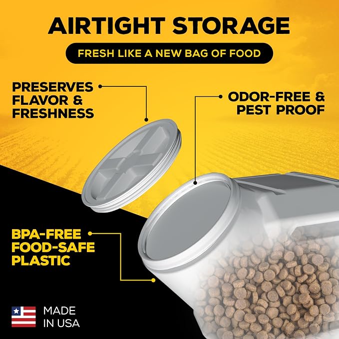 Vittles Vault Airtight Stackable Pet Food Storage Container Up to 60lbs | With Sealing Lid for Dry Pet Food, Made in USA, Measures 14.5 In L x 19 In H