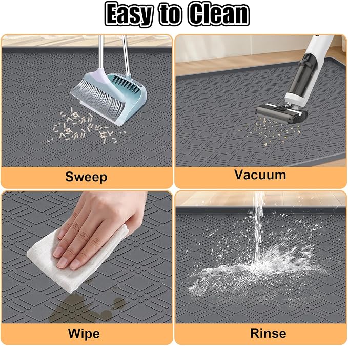 Silicone Cat Litter Mat 42" x 29" Cat Mat for Litter Box, Dark Grey | Extra Large Cat Litter Trapping Mat for Floor, Waterproof, Non-Slip Kitty Litter Box Mat with Raised Edge, Easy to Clean