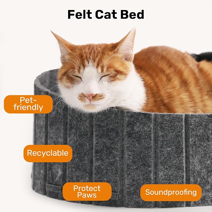 FUKUMARU Cat Scratcher, 24 Inch Sofa Shape Cat Scratcher Couch Bed, Reversible Detachable Cats Scratching Board, Round Cats Scratch Pads Refill Indoor, Dark Grey
