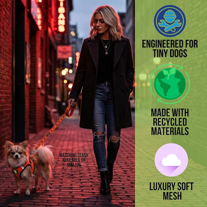 EcoBark Step in Dog Harness Reflective Soft Ultra Padded Mesh Dog Harnesses for XXS, XS, Small, and Medium Dogs Eco-Friendly Comfort Secure Halter No Pull Adjustable Pet Vest