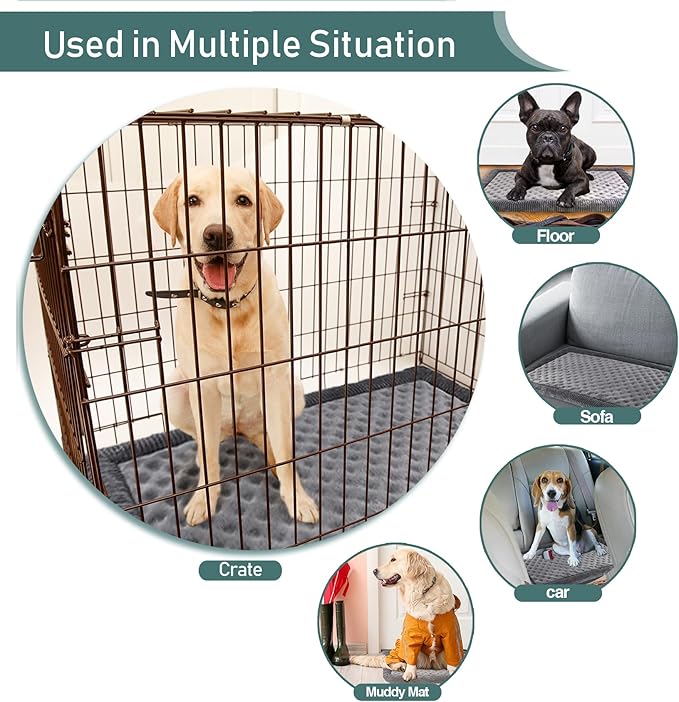 Dog Crate Pad 24x17 inch Gray Memory Foam Dog Bed Mat for Small Dog Cat Grey Washable Puppy Sleeping Bed Anti Slip | 24x17 inch Gray Dog Mat for Small Dog Cat Puppy Sleeping Bed Anti Slip Grey