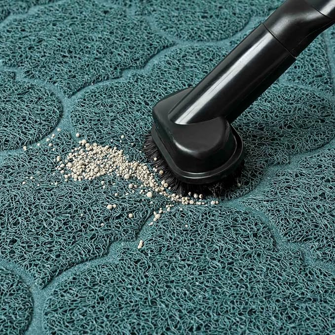 Cat Litter Box Mat, Kitty Premium PVC Pad, Durable Trapping Rug, Phthalate Free, Urine-Resistant, Scatter Control, XXL 47 x 36 Inch, Celadon Green