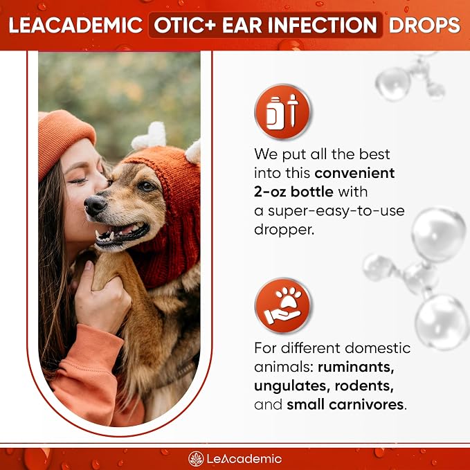 Dog Ear Infection Treatment | OTIC+ Ear Infection Treatment for Dogs & Cats | Cat Cleaner Drops | Chlorhexidine Wash for Pets | Helps with Otic Irritations & Itchings | Nano Silver | 2 Oz