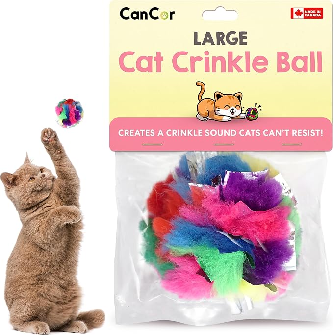 Large Cat Crinkle Ball 2.5 Inch | 1 Pack | Soft Lightweight Indoor Cat Toys with Durable Crinkle Build and Engaging Sound