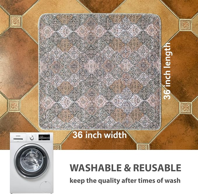 nunubaby Washable Pee Pads for Dogs, Stylish, Non-Slip and Leak-Proof Pee Pads. Reusable Potty Pads for Dogs for Crates and Floors.(Brown/Multi,36" x36" )