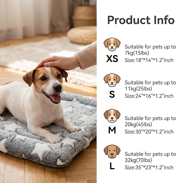 Dog Bed Mat - Reversible Dog Crate Bed Mats, Soft & Breathable Kennel Pad, Durable Crate Bed for Small Medium Large Dogs & Cats