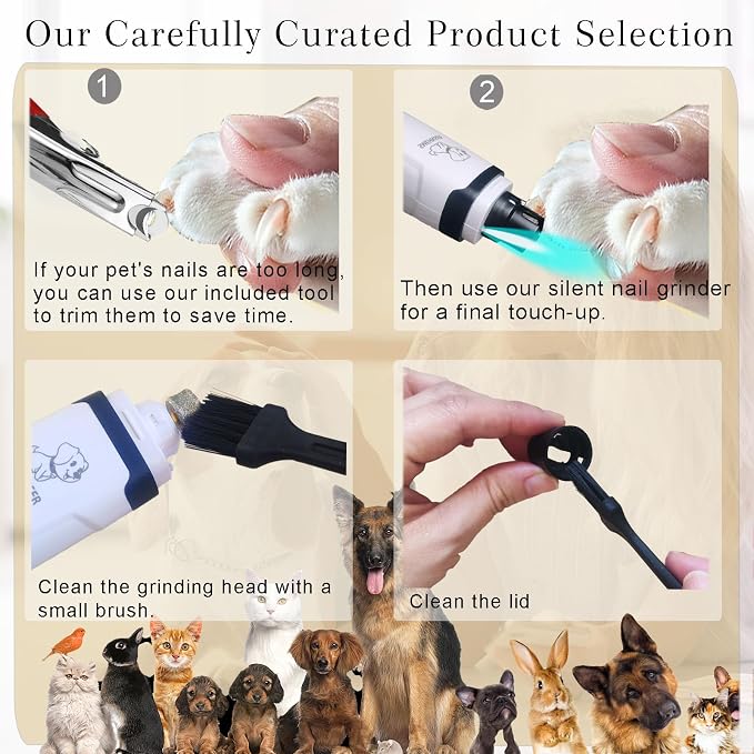 OUTMX 2026 Upgrade Dog Nail Clippers, Groom Silent Pro Nail Grinder Set, Dog and Cat Nail Clipper, Dog Nail Trimmers for Small and Medium-Sized Pets of Different Sizes