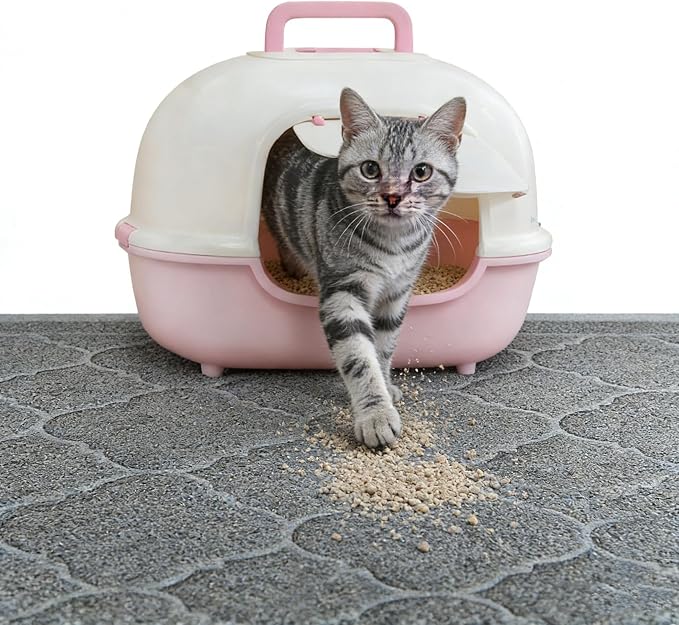 Cat Litter Mat Traps Litter from Litter Box XL Size 47"X36" Durable Trapping Rug, Non-Slip and Waterproof, Easy to Clean