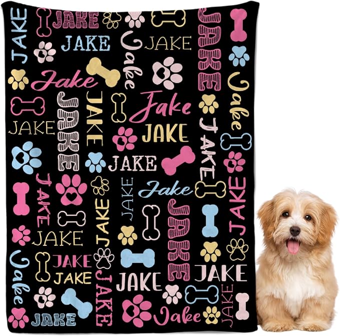 Custom Dog Blankets with Pictures, Personalized Name Blanket for Pets, Customized Pet Photo Throw,The Lightweight Blanket All-Season 40"x30" for Pets