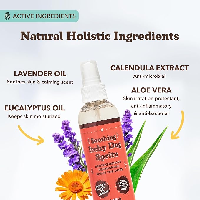 Natural Dog Company Dog Spray for Itchy Skin - 8 oz – Hypoallergenic Deodorizing Spritz with Aloe, Lavender & Calendula – for Itchy Skin, Refresh Coat Between Baths – No Parabens and Alcohol Free