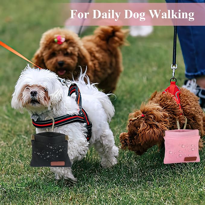 2Pcs Hands Free Dog Treat Pouches for Training, Walking and Outdoor Use | Dog Treat Bag with Carabiner, Hands Free, Auto Closing Pet Treat Pouch for Training,Walking, Hiking