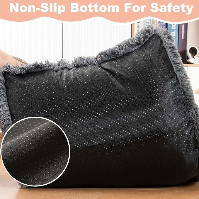 Bedfolks Waterproof Dog Crate Bed, Plush Dog Pad, 23"x18", Solid Dark Grey | Faux Fur Plush Cover, Removable Washable Outer, Waterproof Inner Lining, Non-Slip Base, Crate Pad and Dog Pillow