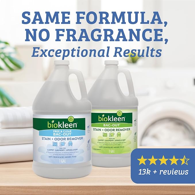 Biokleen Bac Out Enzyme Cleaner, Stain & Pet Odor Eliminator, Unscented | Pet Stain Remover for Carpet, Enzymatic Cleaner for Dog Urine, Cat Urine Enzyme Cleaner Destroyer, Eco-Friendly, Non-Toxic