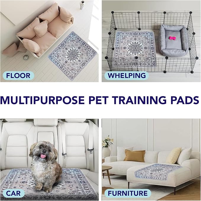 PUPIBOO Washable Pee Pads for Dogs and Cats - Super Absorbent Reusable Puppy Training Pads - 100% Waterproof, Leak-Proof & Non-Slip Whelping Pads for Pet Housebreaking